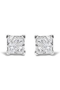 Invisible Set Princess Diamond Composite Quad Earrings